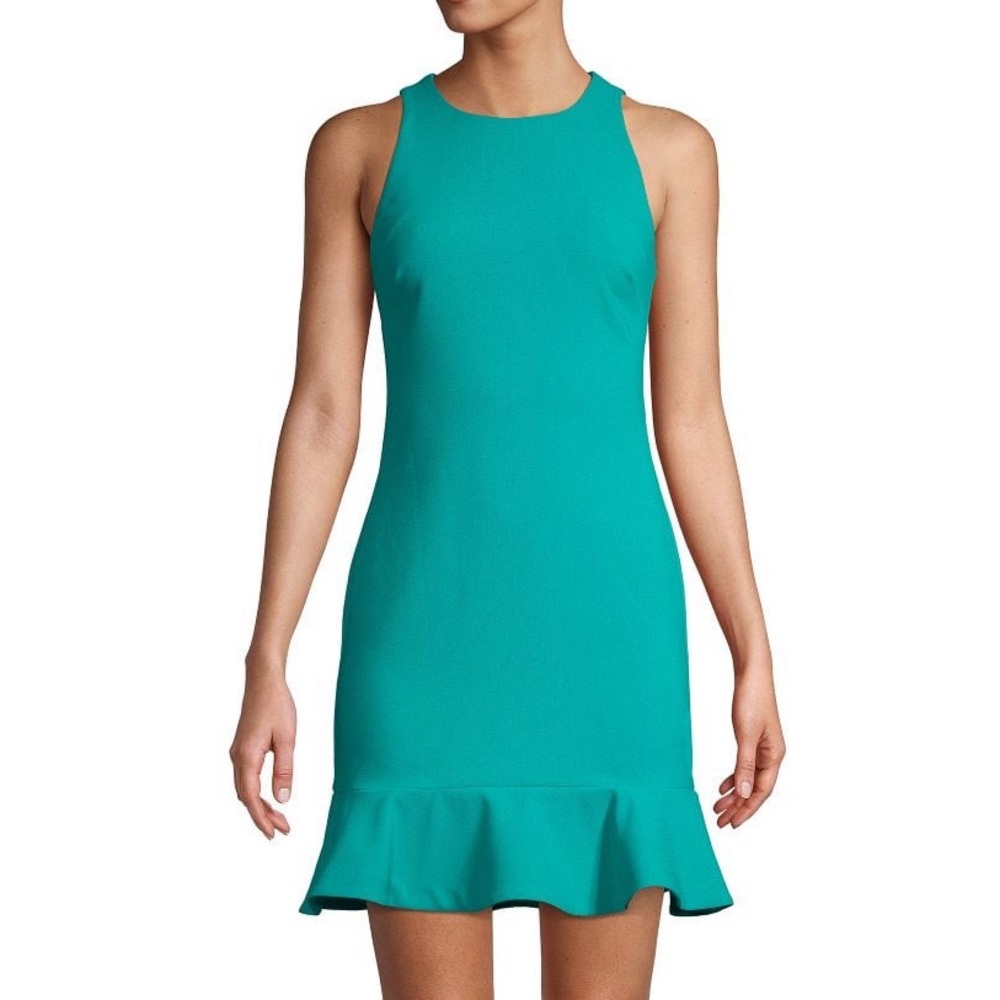 Likely Green Ruffled Halter Mini Dress